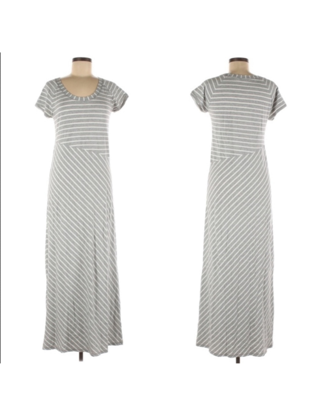 NWT Athleta Striped Tee Shirt Maxi Dress Size Small gray cotton modal - Picture 3 of 11